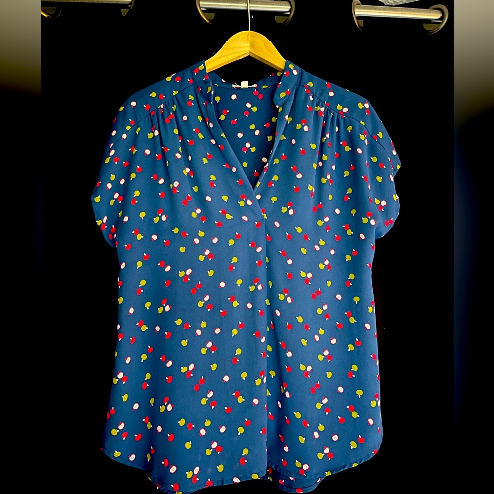 Blue shirt sleeve blouse